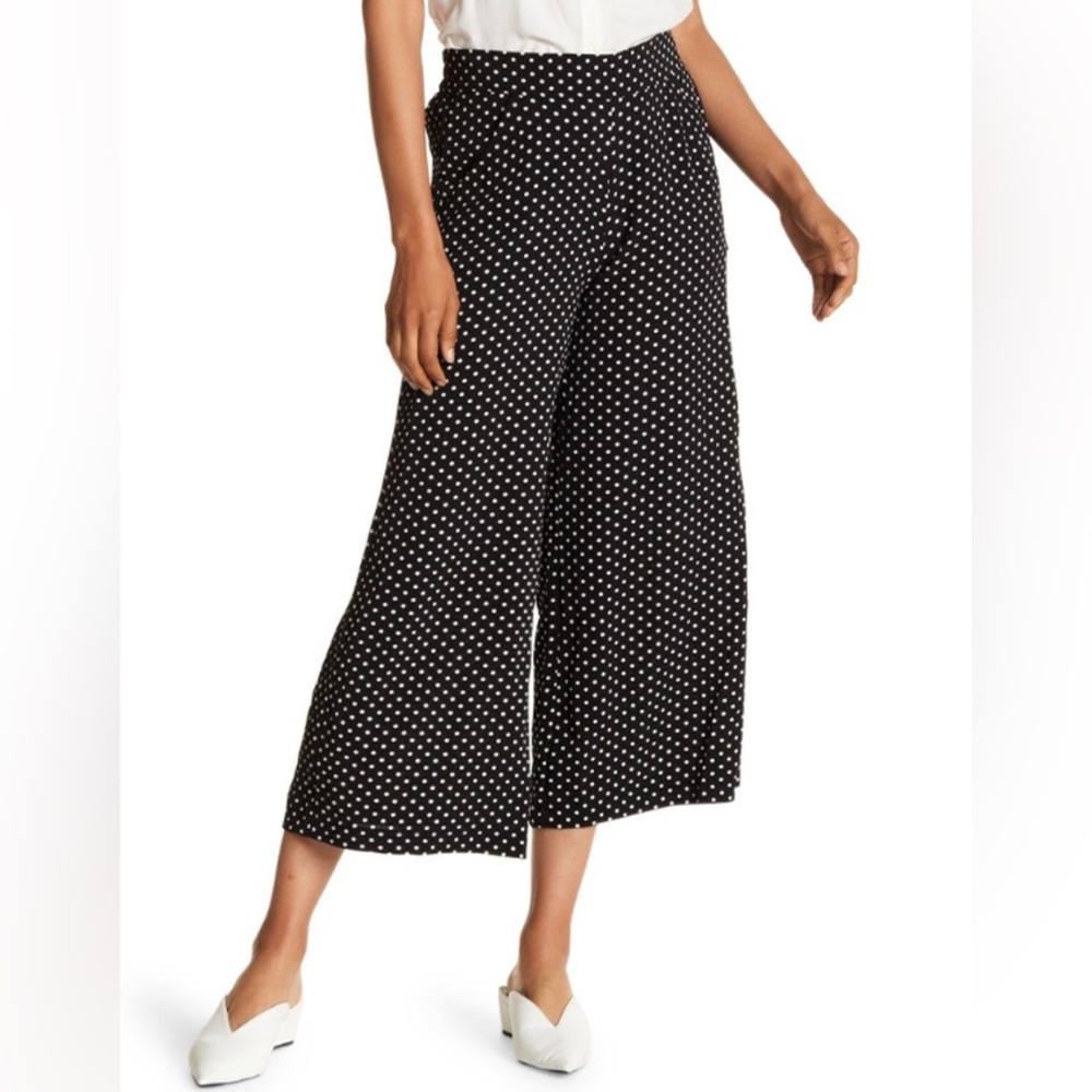Max Studio High Waisted Polka dot Crepe Culotte Pants